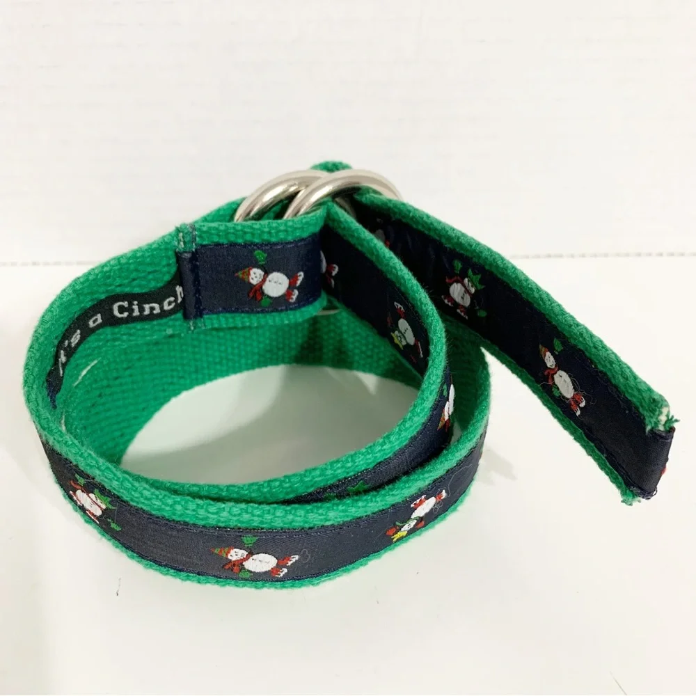 It’s a Cinch Whimsical Snowman Ribbon Webbed Belt w Silver Toned D Ring Closure
